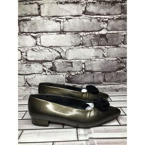 I. Magnin Green Metallic Patent leather Slip On Heeled Shoes Women Sz 6M US/36EU